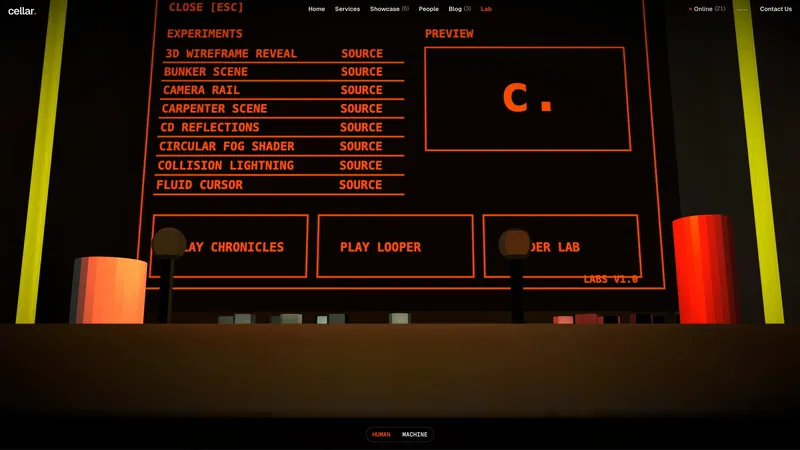 Lab: the experiments listed on an orange CRT