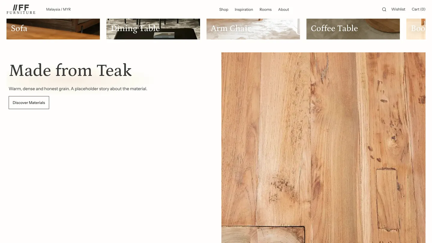 Made from Teak, beside a slab of teak