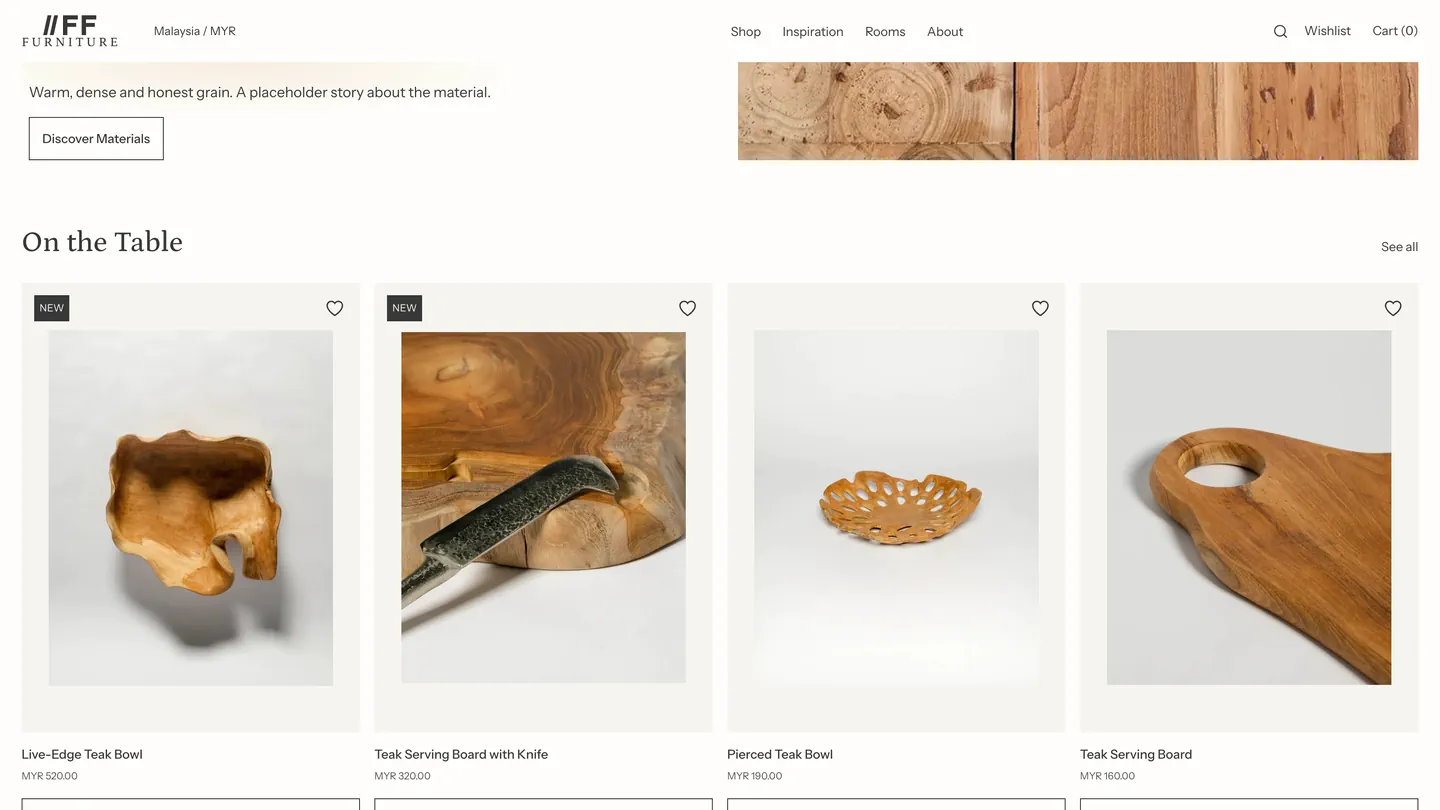 On the Table: teak serving pieces