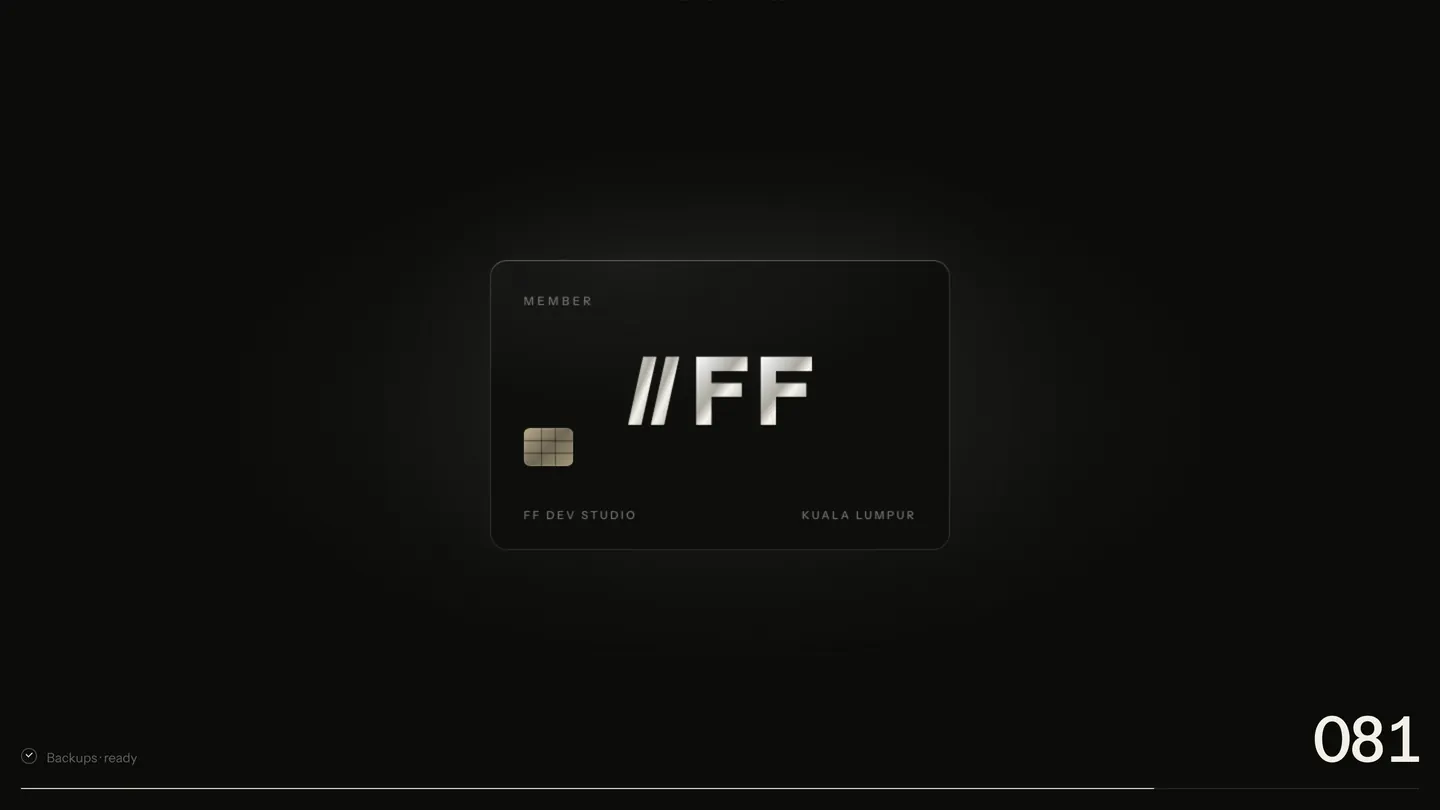 The intro: the member card being issued in the dark, a status line ticking through what membership covers