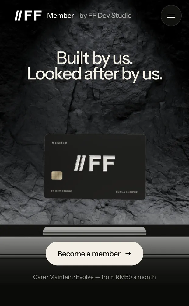 Phone: the member card on its plinth