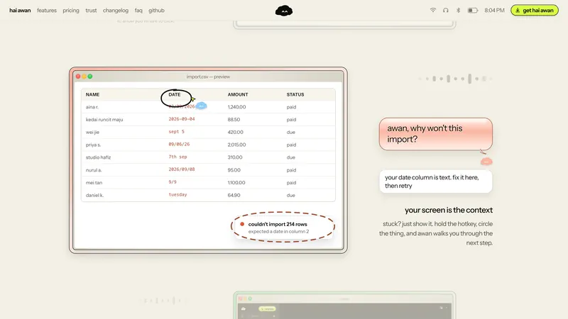 Your screen is the context: why won’t this import? — Awan rings the bad date column