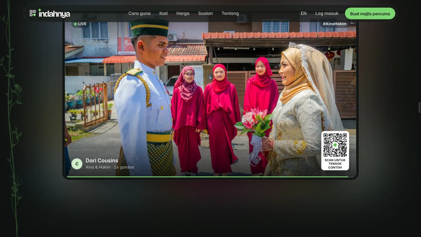 Lampu malap. Gambar naik. — the page dims like the dewan and the slideshow fills the TV