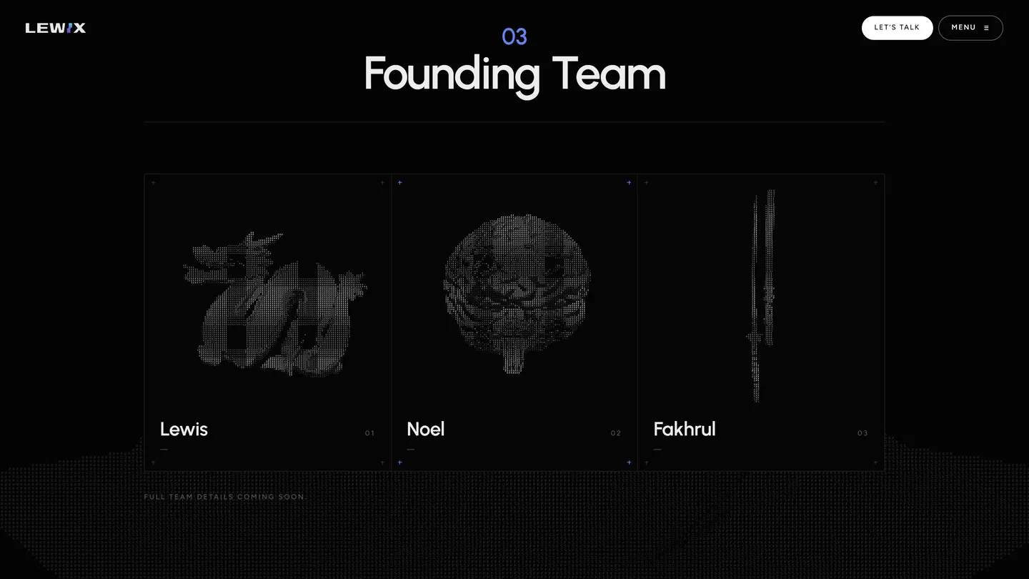 03 Founding Team: each founder as a particle figure