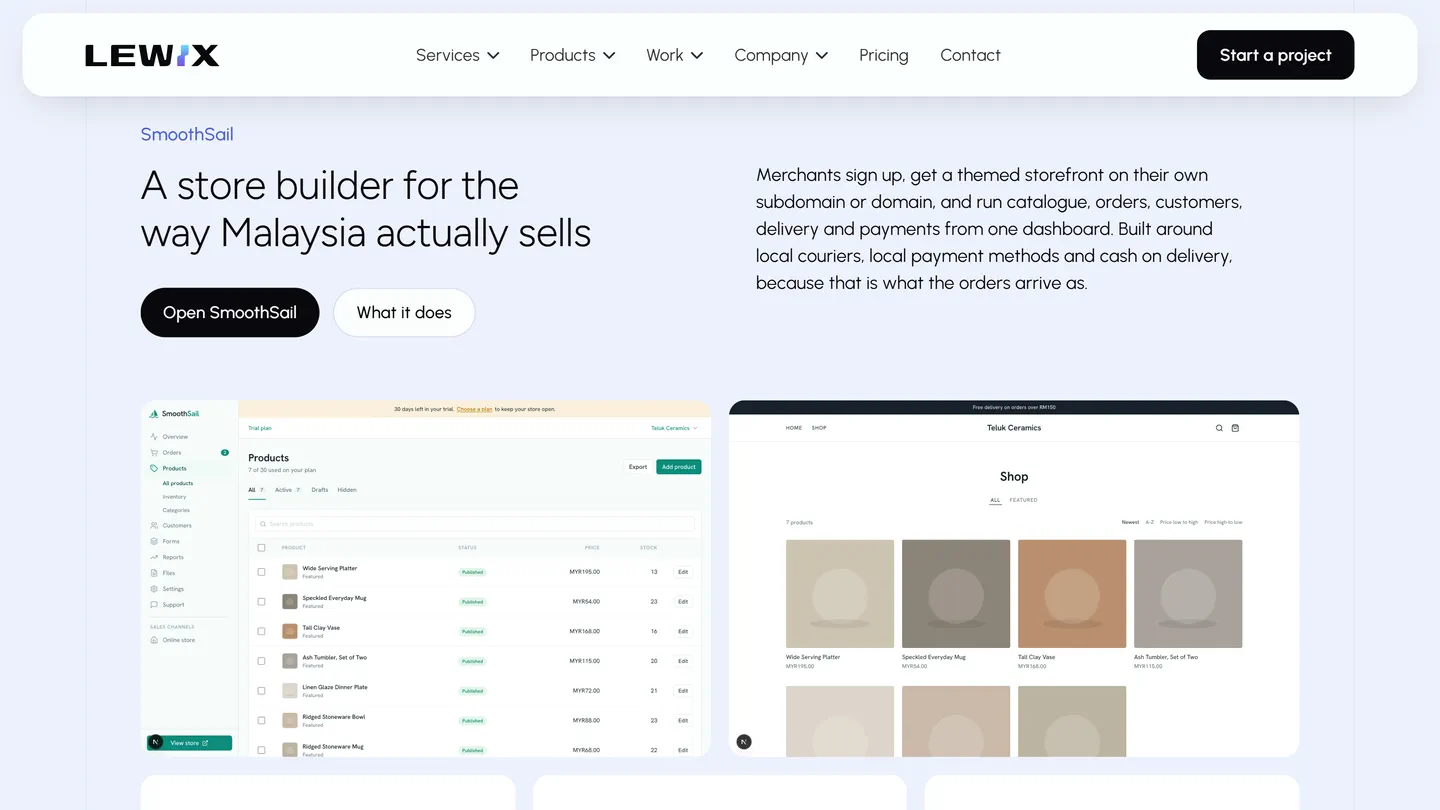 SmoothSail: a store builder for the way Malaysia actually sells
