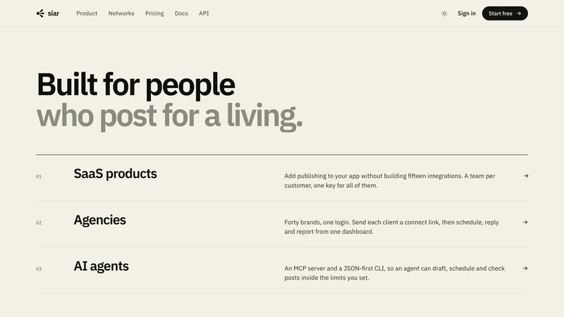 Built for people who post for a living: SaaS products, agencies and AI agents