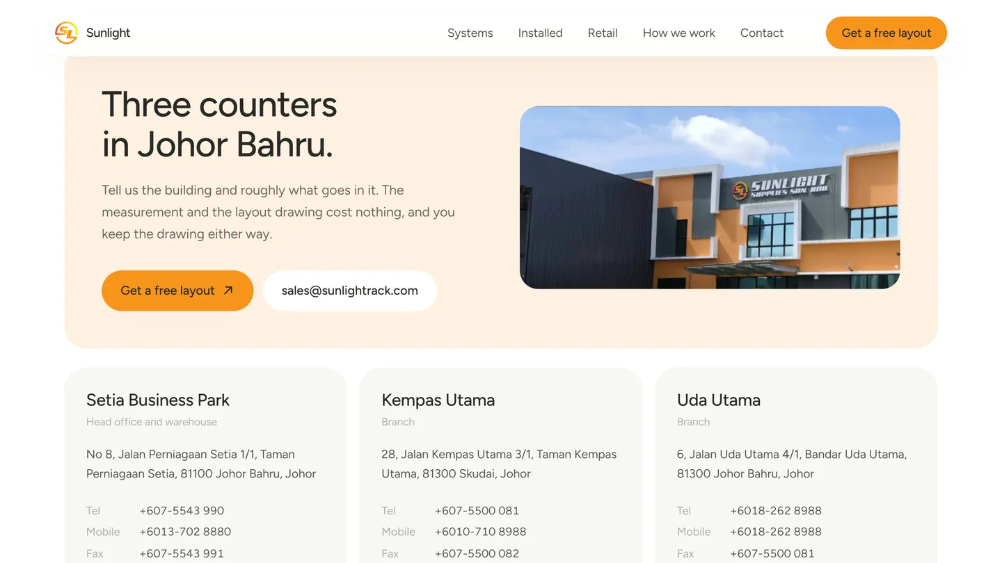 Three counters in Johor Bahru
